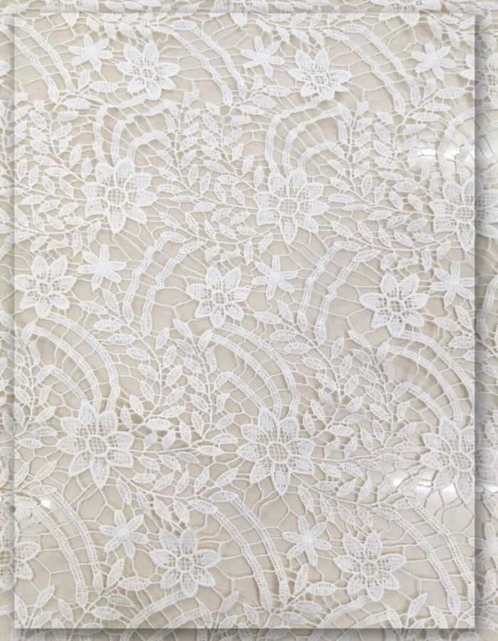 White Floral GPO Lace Fabric for Wedding Dresses