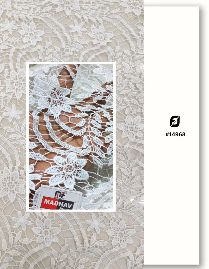 White Floral GPO Lace Fabric for Wedding & Bridal Dresses