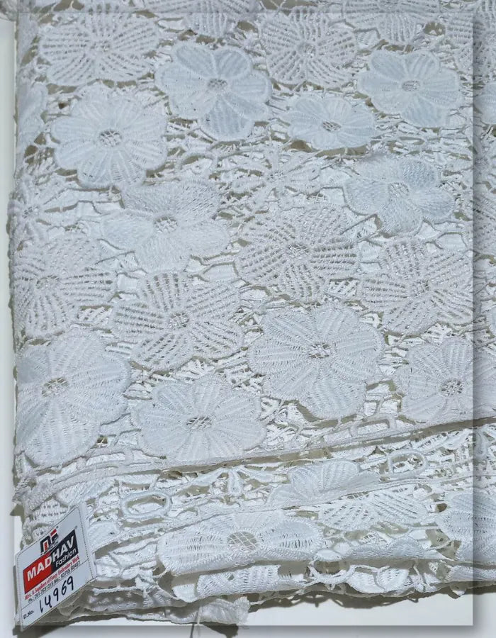 White Floral Lace Fabric for Bridal Gown