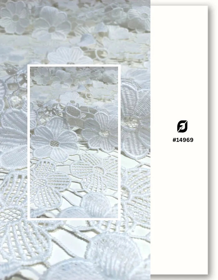 White Floral Lace Fabric for Bridal Gown & Wedding Outfit