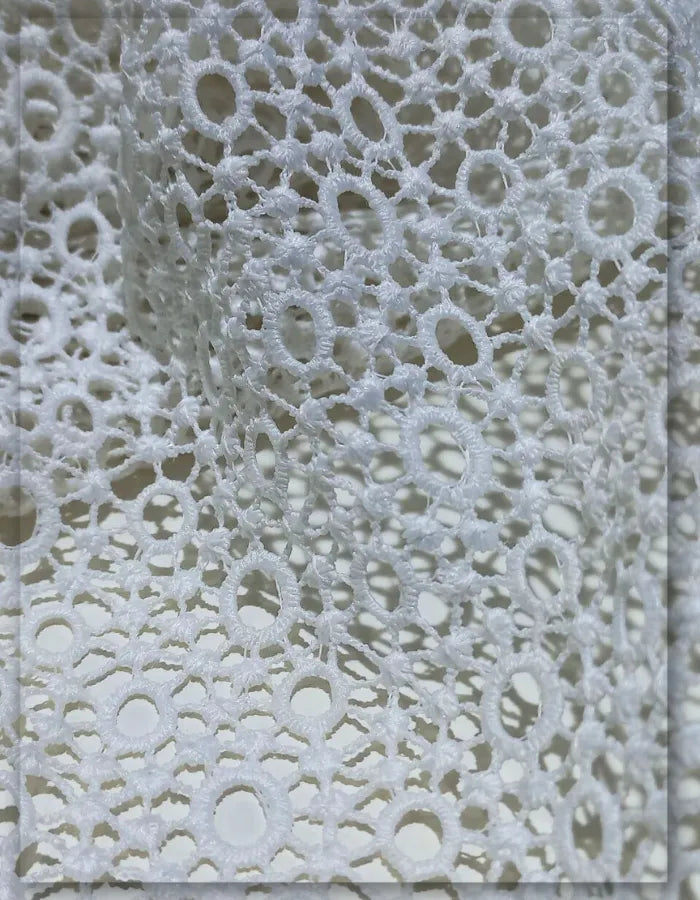 Premium White GPO Lace Fabric for Women's Dress