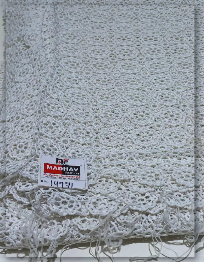 Luxury White Designer Lace Fabric for Apparel