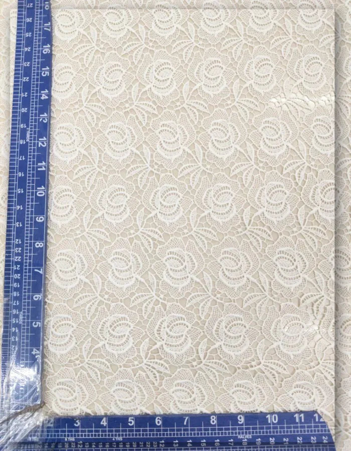 White Floral Lace Fabric for Wedding Wear