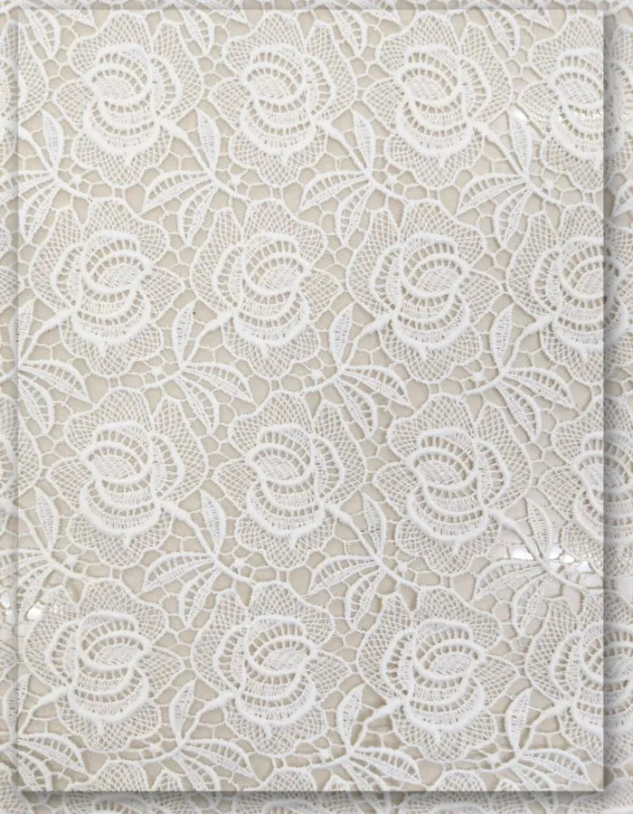 White Floral Lace Fabric for Bridal Apparel