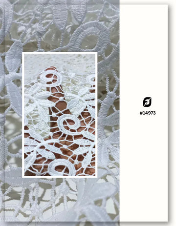 White Leaf Pattern Lace Fabric for Kidswear & Dresses