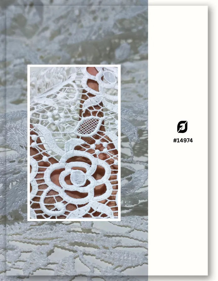 White Floral GPO Lace Fabric for Designer Garments