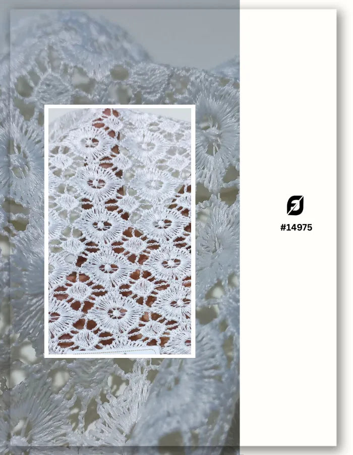 White GPO Lace Fabric for Fashion Designer Outfits