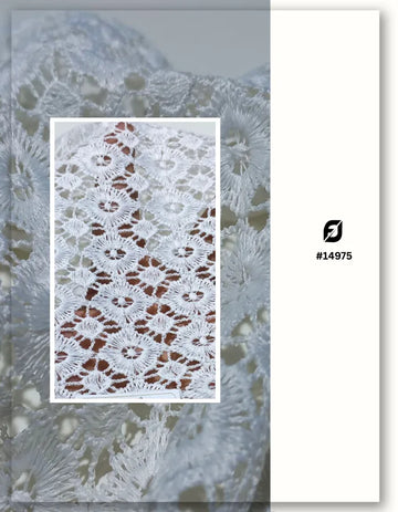 White GPO Lace Fabric for Fashion Designer Outfits
