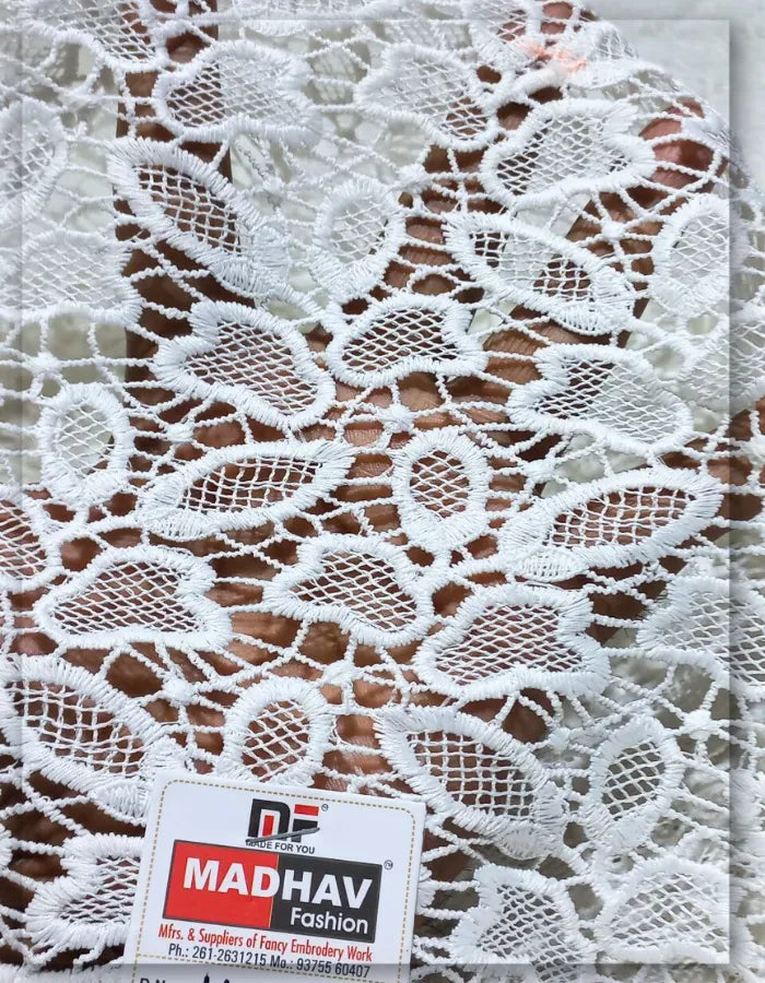 Premium White Floral Lace Fabric for Luxury Outfits