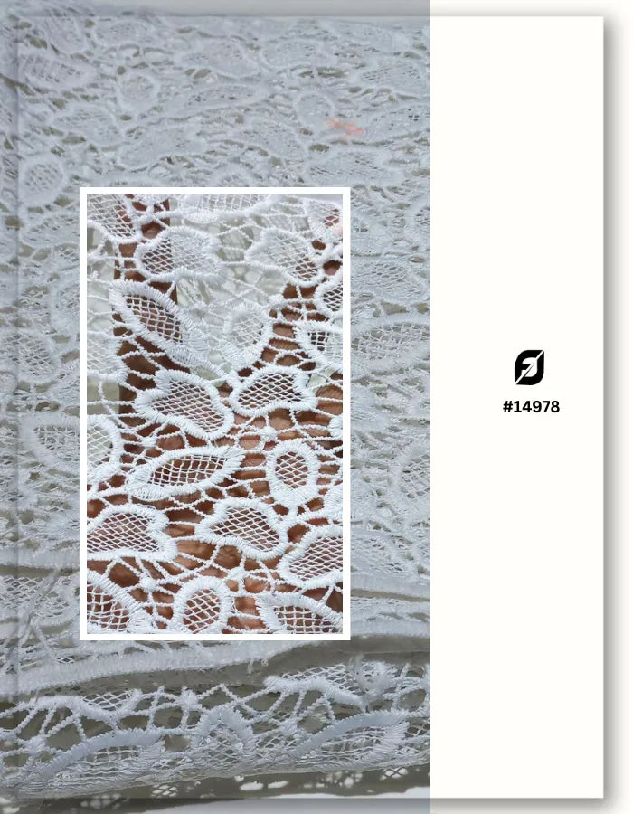 Premium White Floral Lace Fabric for Luxury Outfits