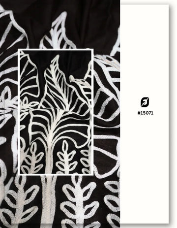 Luxury Black Cotton Border Embroidery Fabric for Men - 15071