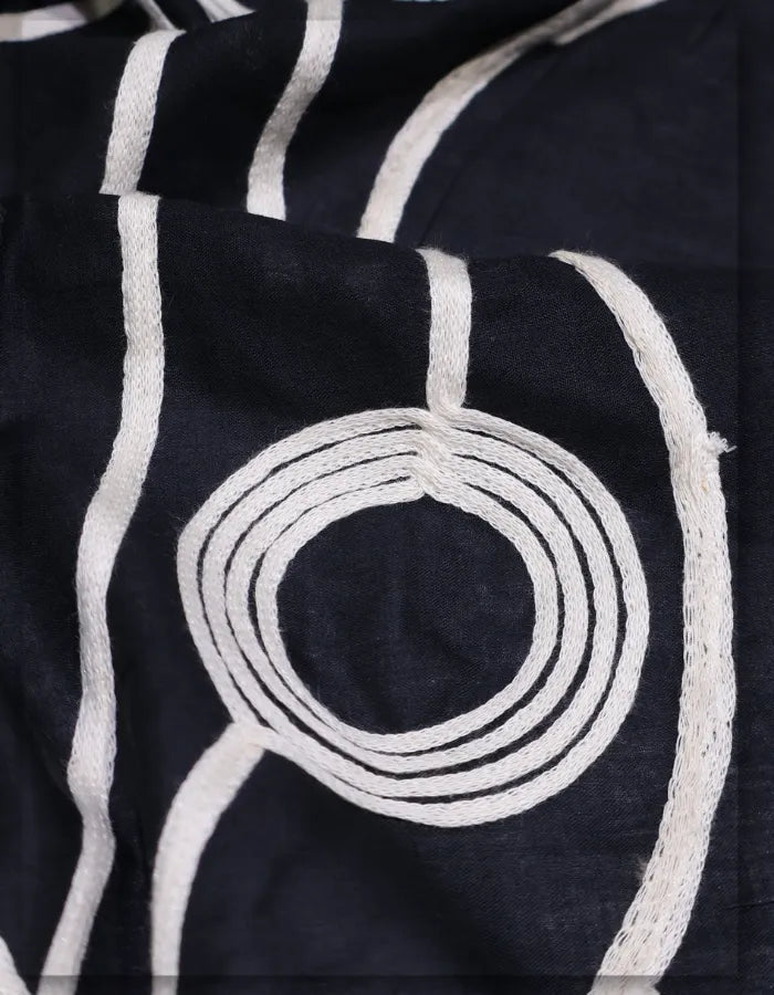 High Quality Black Cotton Chain Stitch Fabric for Export - 15072