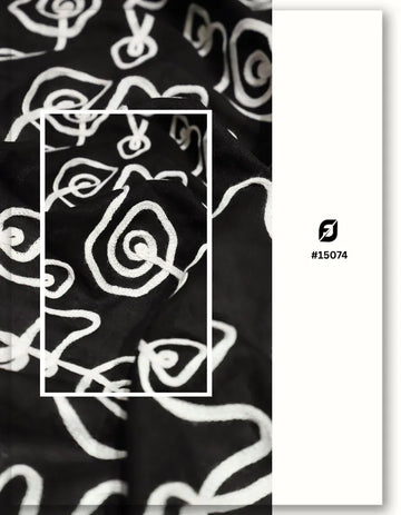 Luxury Black Cotton Chain Stitch Fabric for Men Wear - 15074