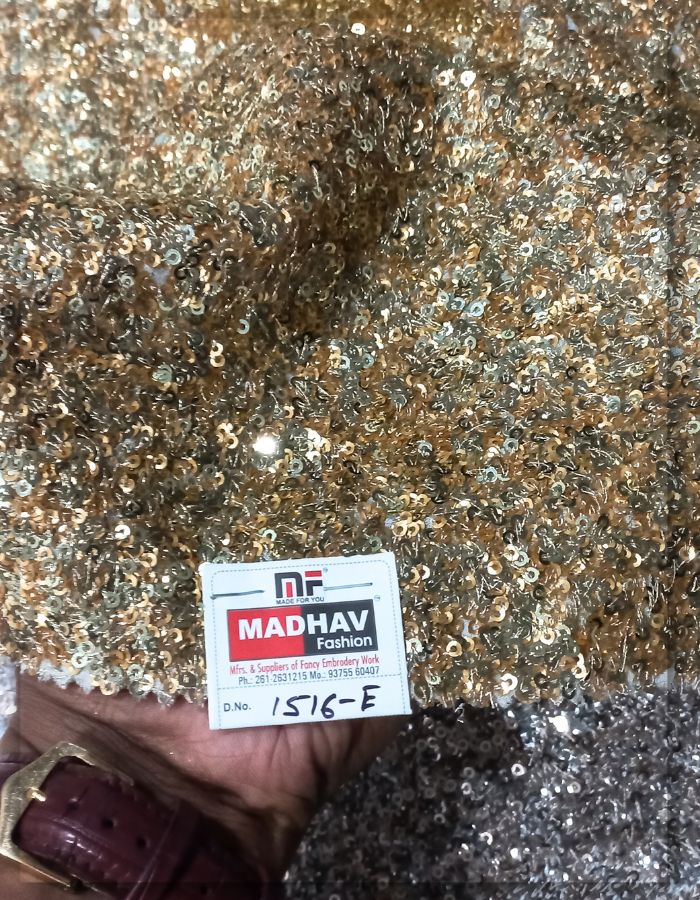 3 mm Mini Light Gold & Rich Gold Sequins Fabric Material - 1516-E