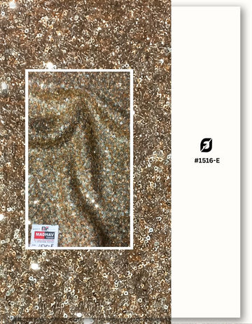 3 mm Mini Light Gold & Rich Gold Sequins Fabric Material - 1516-E