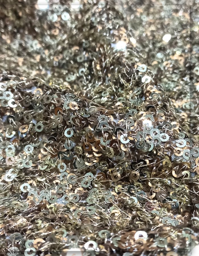3 mm Mini Light Gold & Antique Gold Sequins Fabric Material - 1516-G