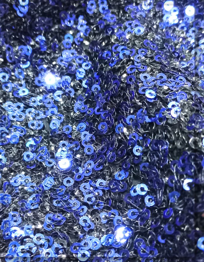 3 mm Mini Blue & Black Sequins Fabric Material - 1516-H