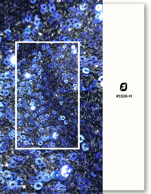 3 mm Mini Blue & Black Sequins Fabric Material - 1516-H
