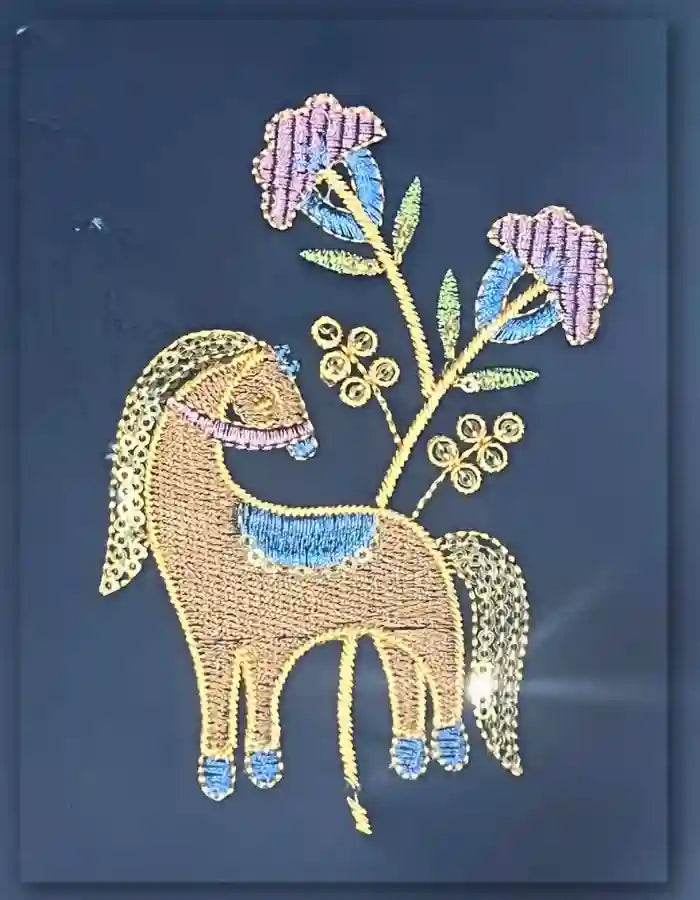 Horse Embroidery Faux Leather | ₹325/Pc | MOQ 300 Pcs