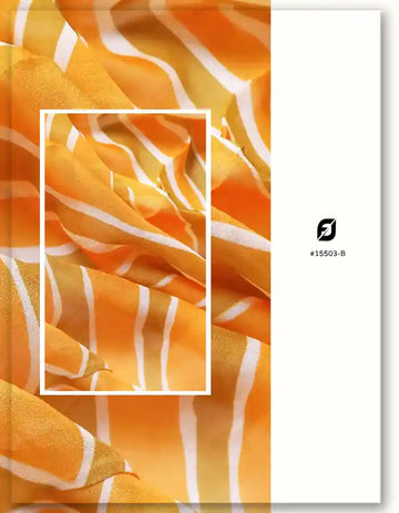 Yellow & Orange Viscose Organza Fabric with Leheriya Stripes