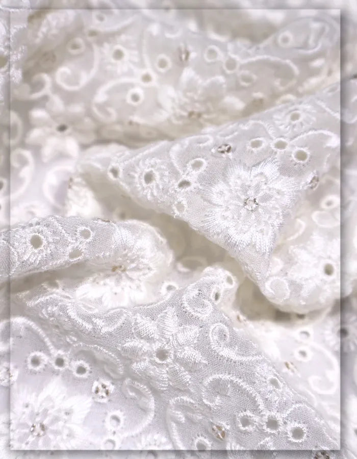 trendy georgette lace eyelet fabric modern apparel use
