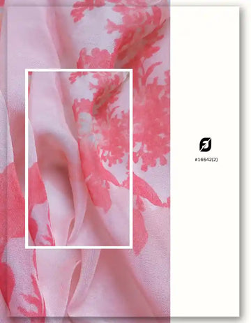 Light Pink Viscose Organza Fabric with Large Floral Print