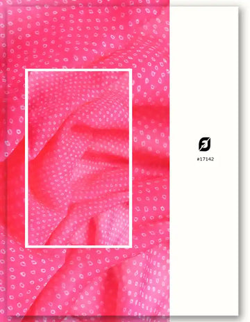 Bright Pink Viscose Organza Fabric with Traditional Bandhani Print