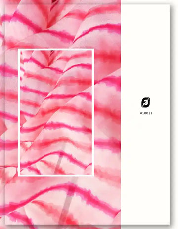 Pink Viscose Organza Fabric with Shibori Tie-Dye Stripes