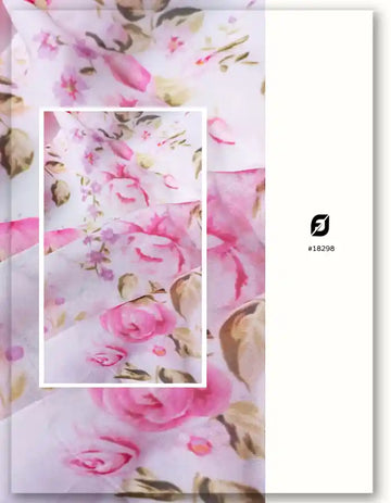 Baby Pink Viscose Organza Fabric with Rose Floral Print