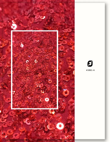 Red Embroidery 3 mm Sequins on Georgette Base Fabric by the Yard