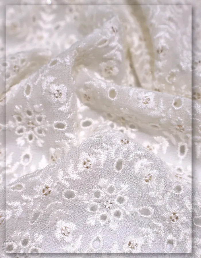 soft georgette broderie anglaise fabric detailed embroidery