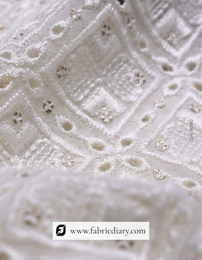 Premium Georgette Designer Embroidery Fabric with 3mm Glitter Sequins
