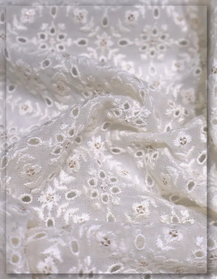 georgette anglaise embroidery fabric breathable soft material