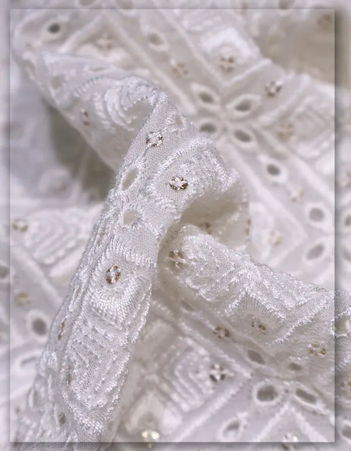 heavy schiffli embroidery georgette fabric middle east fashion