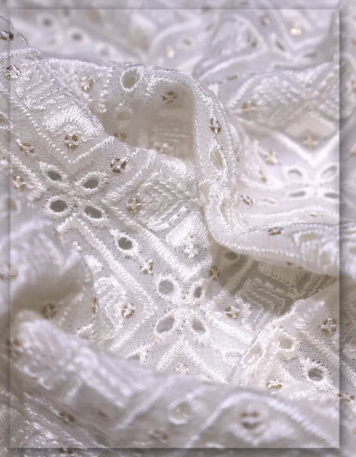 premium schiffli embroidery georgette fabric elegant wear