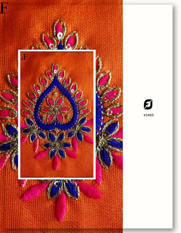 Multicolor Thread With Zari Work Embroidery Butta fabric- 3465