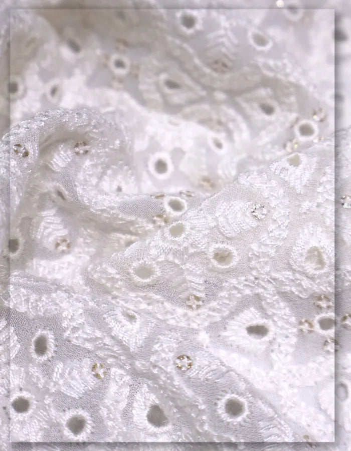 soft luxury schiffli georgette fabric designer clothing