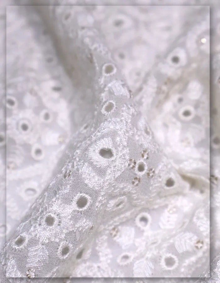 high end georgette schiffli fabric couture fashion
