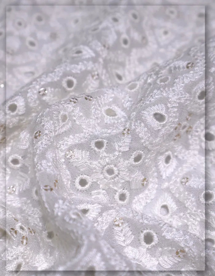 designer georgette schiffli fabric elegant drape luxury wear