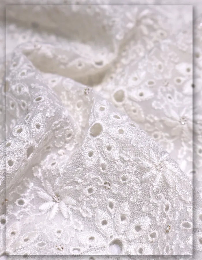 luxury dress georgette fabric with detailed embroidery