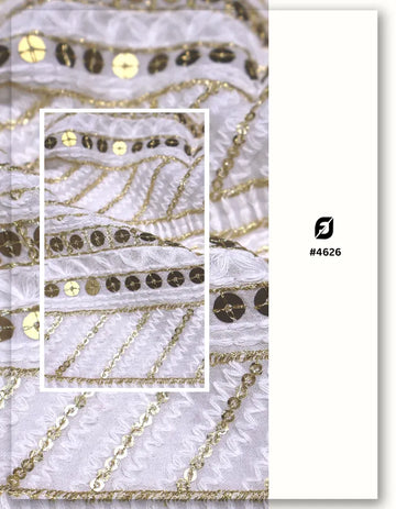 Premium Georgette Zari Sequins Embroidery Fabric In Europe - 4626
