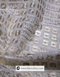 Geometric Embroidered Fabric with 4 Square & 3mm Glitter Sequins