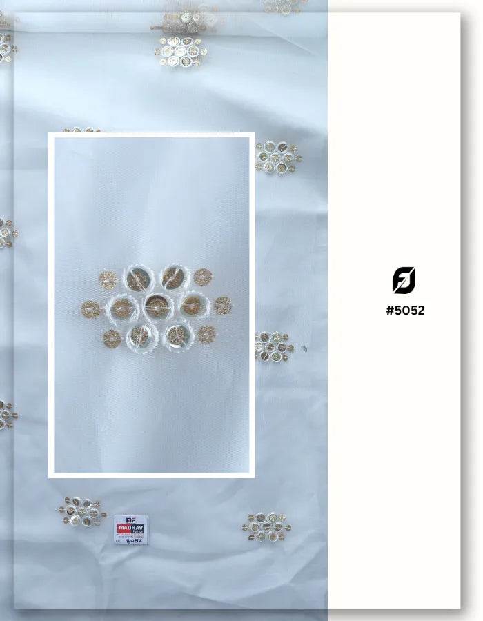 Beautiful Medium Motif Tulle Embroidery Fabric 