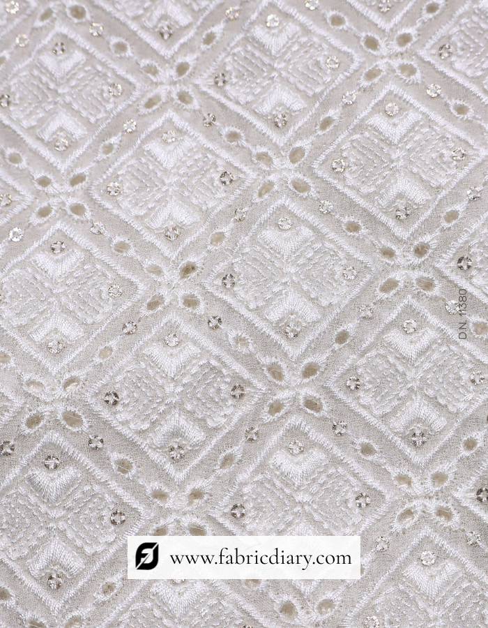 Designer sequin embroidered georgette fabric for couture wear