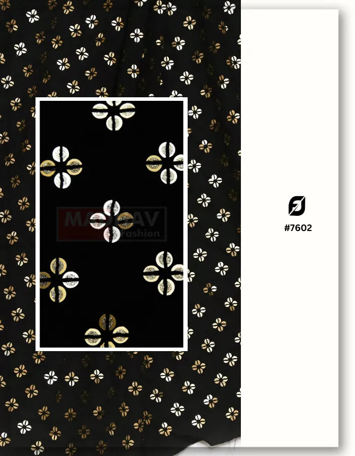 Black Georgette with Gold Sequins Embroidery fabric for the Dresses
