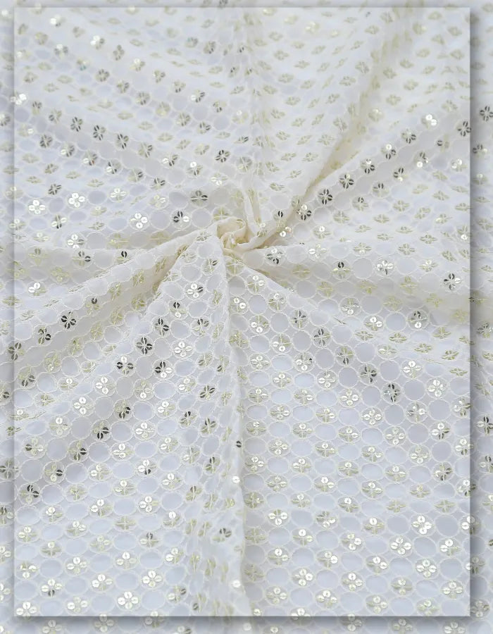 Golden Sequins Embroidered Fabric