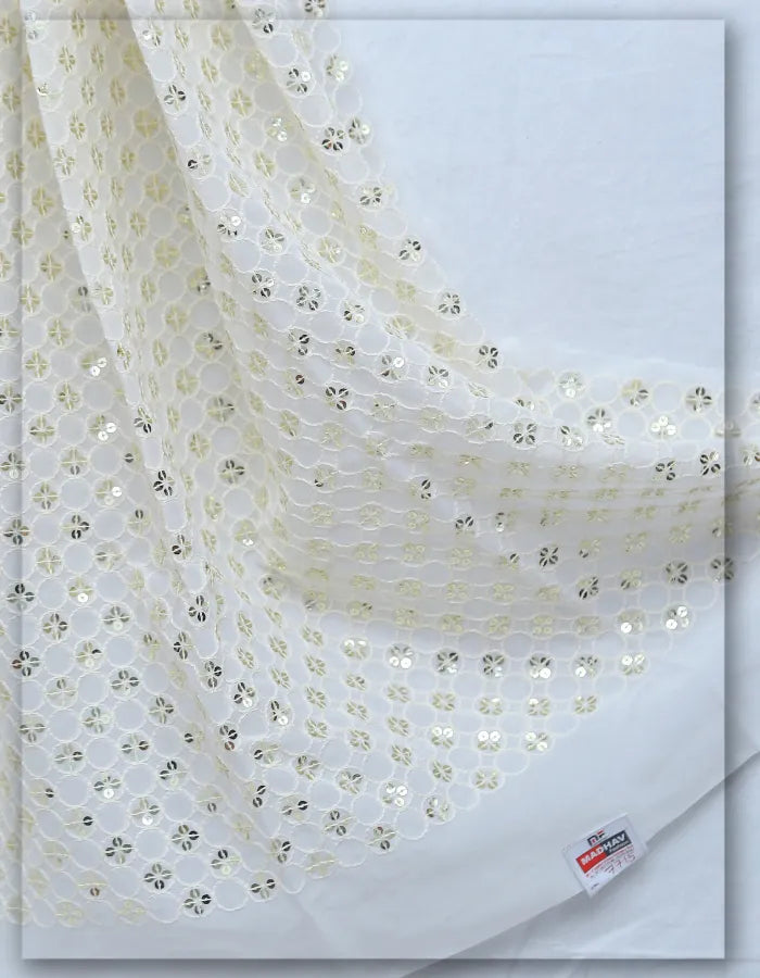 Gold Sequins Georgette Embroidered Fabric