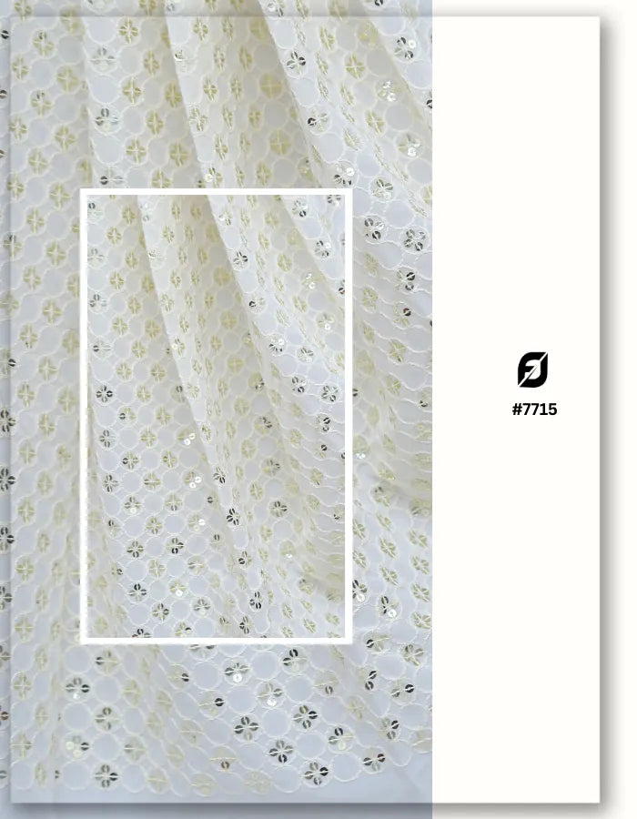 Golden Sequins Georgette Embroidered Fabric