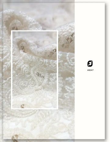 Cotton Thread Paisley Embroidered Net Fabric - 4047