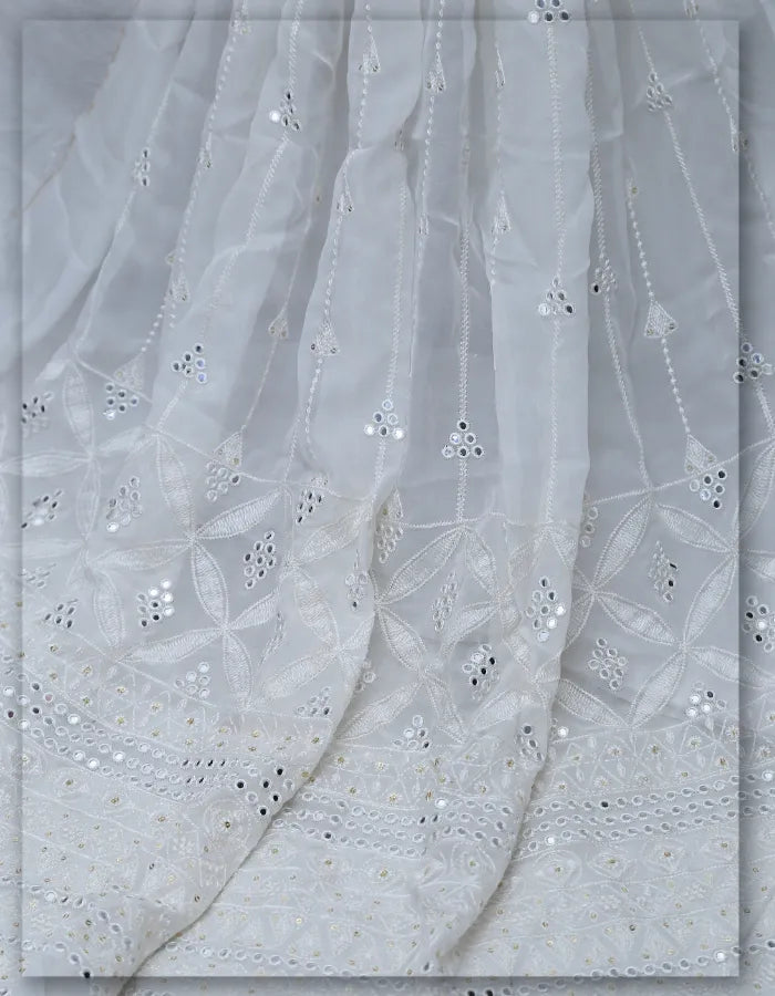 Lucknowi Mirror Work Bridal Lehenga Fabric - 8069